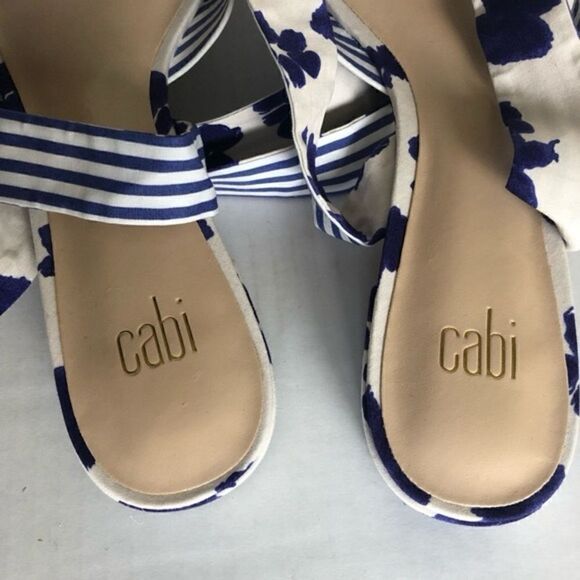 Cabi | Tied Up Stripe Floral Wrap Sandal | 10 M - Picture 5 of 9